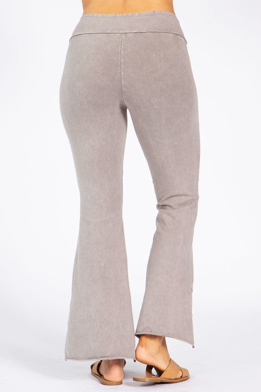 Mineral Washed Cropped Stretch Pants - Stone