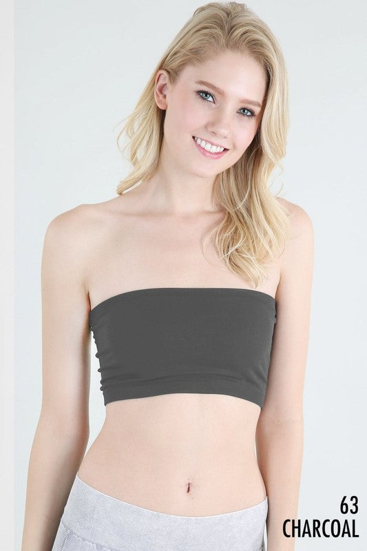Bandeau Top - Red, Charcoal