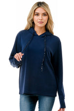 Ariella Long Sleeve Hoodie - Navy