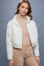 Puffer Jacket with Zipper and Snap Closure