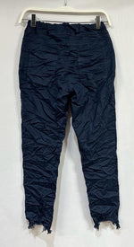 Venti6 Fringe Hem Zipper Pocket Crinkle Jogger - Navy Blue