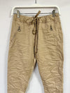 Venti6 Fringe Hem Zipper Pocket Crinkle Jogger - Camel