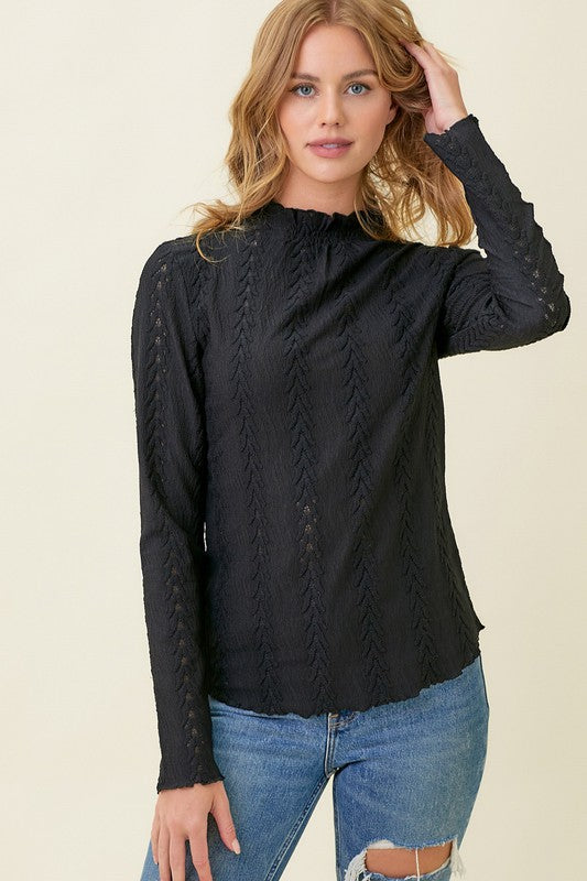 Lettuce Edge Detail Textured Top