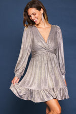 Foil Twist Front Mini Dress