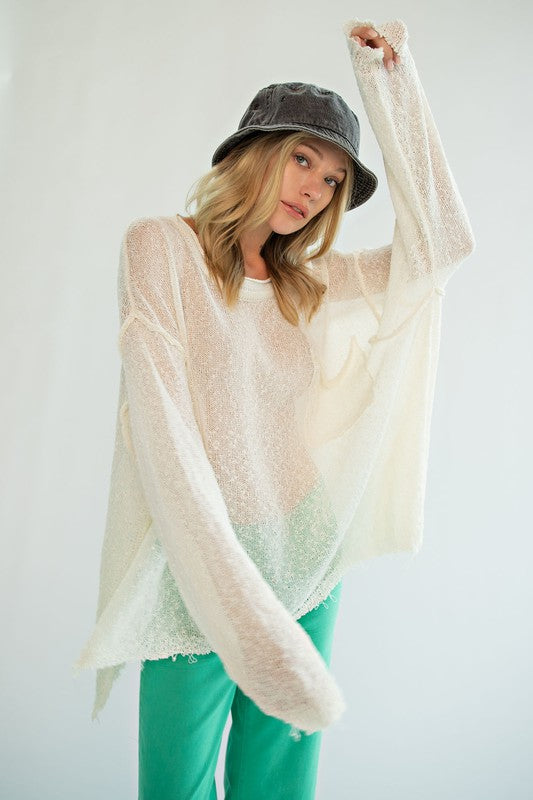 Multi Color Mixed Knit Boxy Pullover