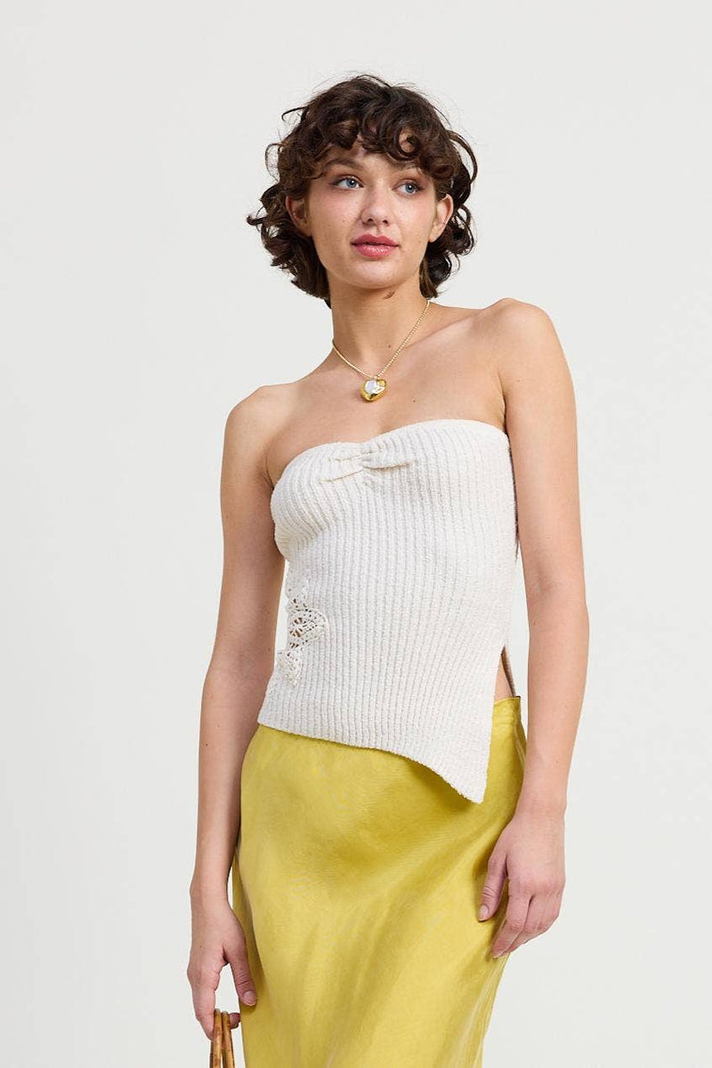 Ribbed Asymmetrical Hem Tube Top