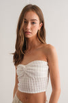 Amara Textured Front Twist Strapless Top