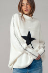 Star Knit Oversized Sweater Top