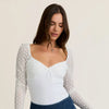 Lace Contrast Long Sleeve Bodysuit