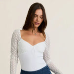 Lace Contrast Long Sleeve Bodysuit