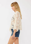Floral Tie-Front Crochet Kimono