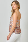 Adjustable Shoulder Strap Border Print Cami