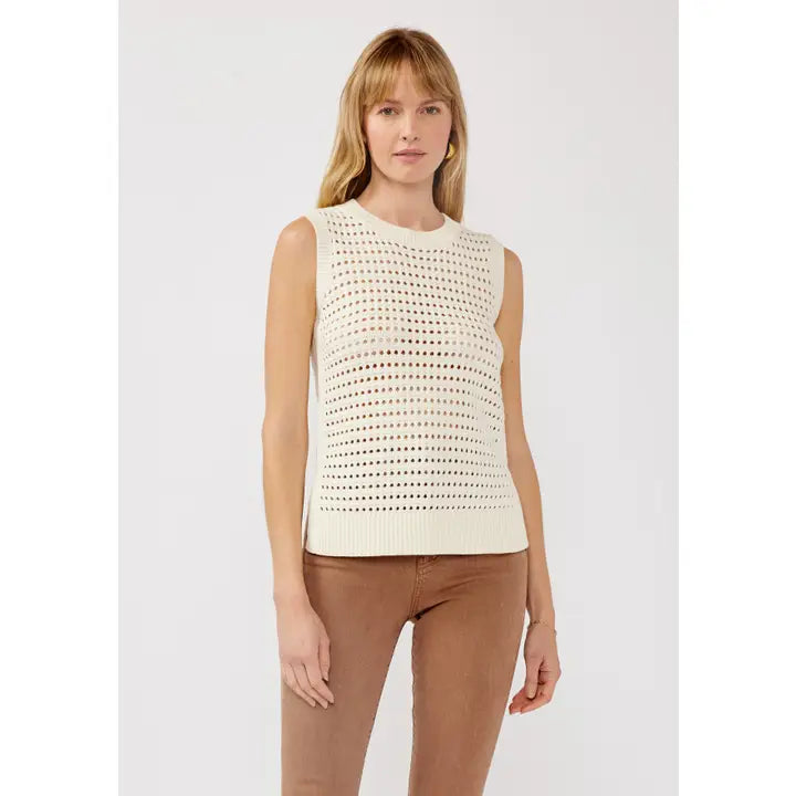 Crewneck Knit Tank with Side Slits