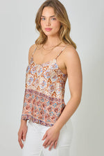 Adjustable Shoulder Strap Border Print Cami