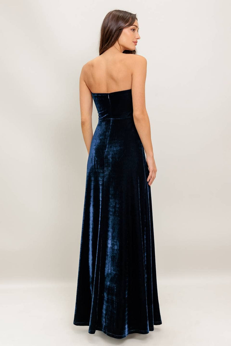 Navy Velvet Maxi Dress