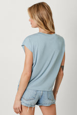 Front Ruched Modal Top - Soft Blue