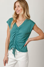 Front Ruched Modal Top - Teal