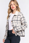 Long Sleeve Fur Collar Plaid Shacket