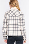 Long Sleeve Fur Collar Plaid Shacket