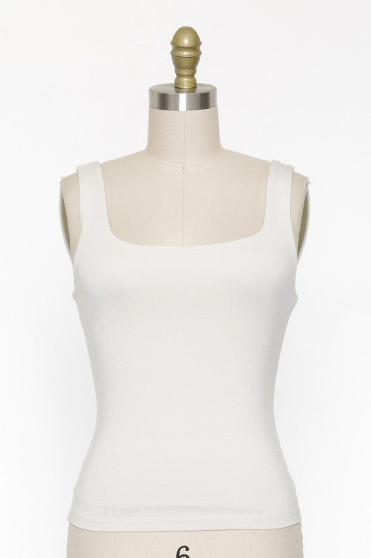 Rayon Tank Top W Square Neckline