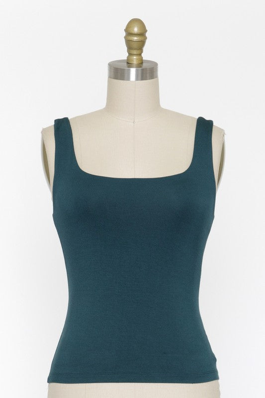 Rayon Tank Top W Square Neckline - New Hunter