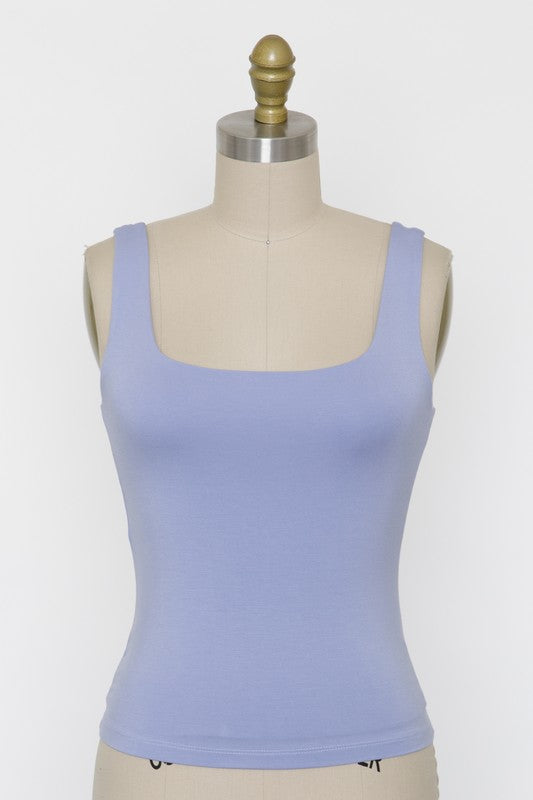 Rayon Tank Top W Square Neckline