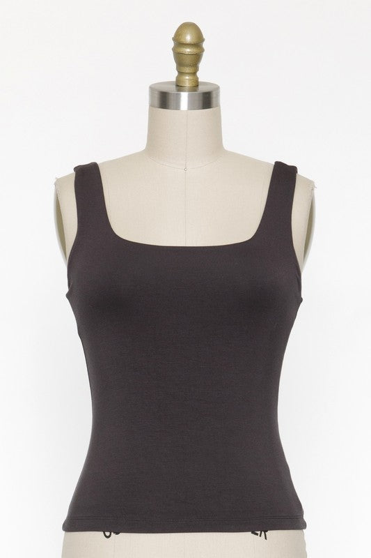 Rayon Tank Top W Square Neckline