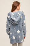 Star Printed Oversize Teddy Bear Jacket