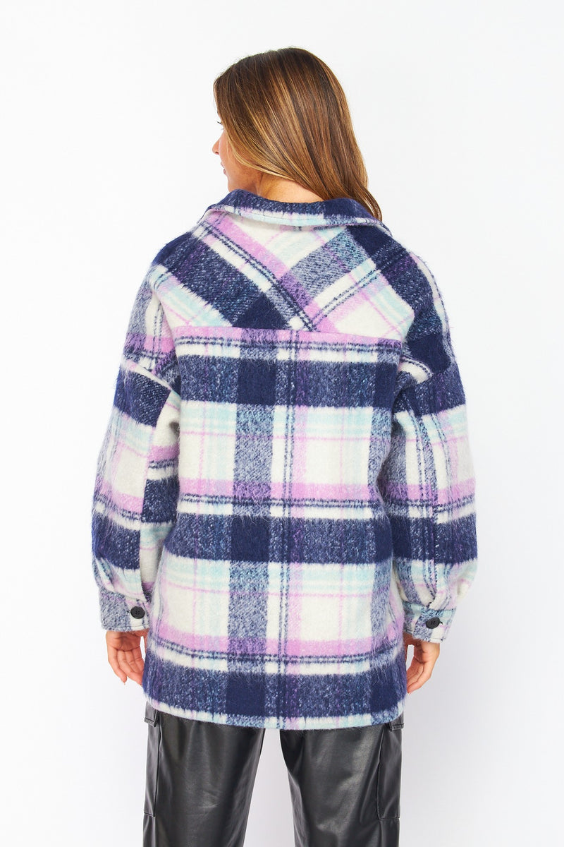 Cozy Oversized Button-Down Layering Plaid Shacket