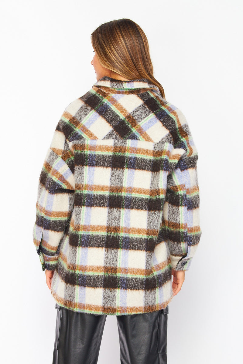 Cozy Oversized Button-Down Layering Plaid Shacket