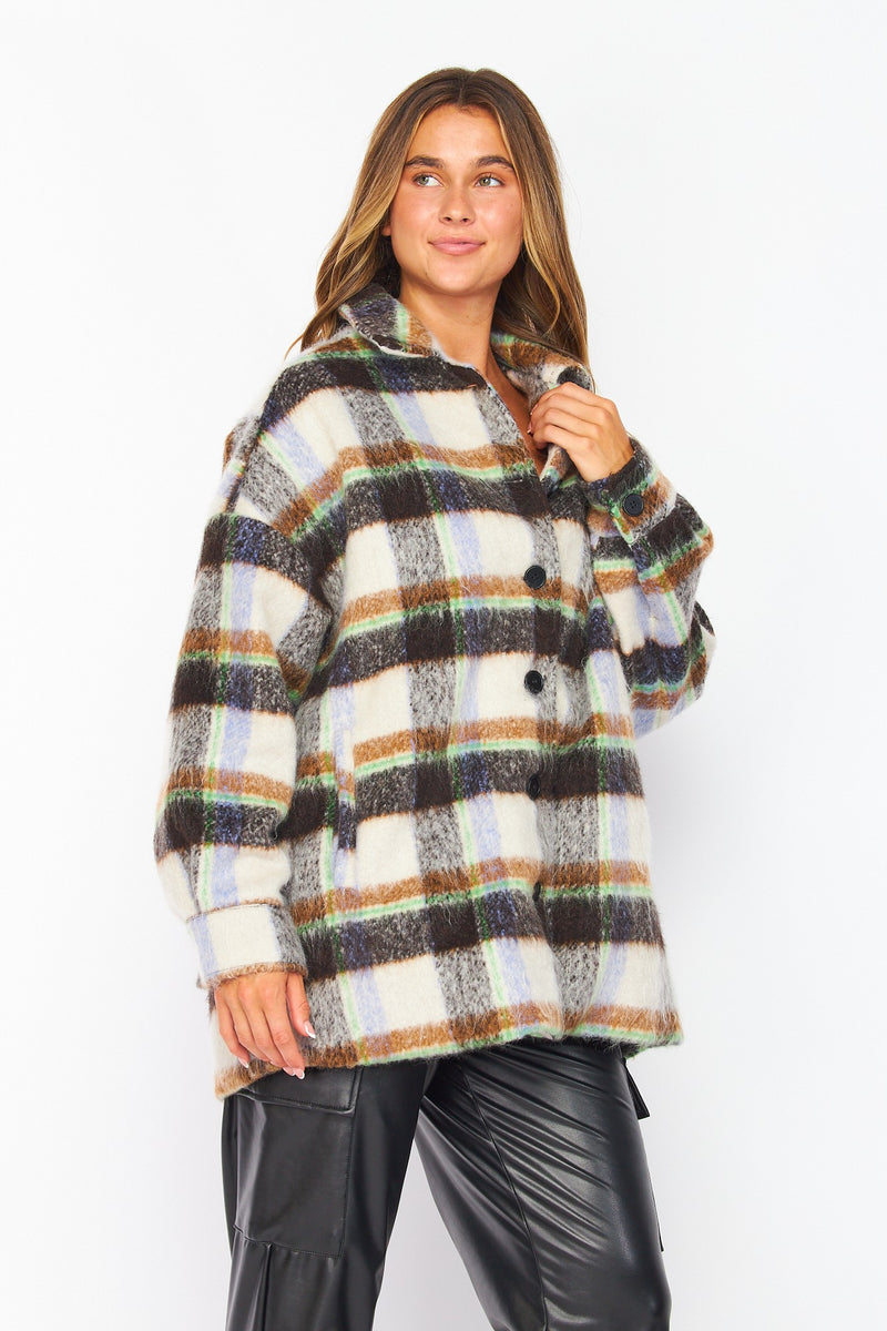 Cozy Oversized Button-Down Layering Plaid Shacket