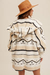 Geo Stripe Oversize Teddy Bear Jacket