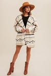 Geo Stripe Oversize Teddy Bear Jacket