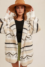 Geo Stripe Oversize Teddy Bear Jacket