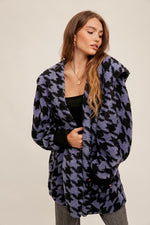 Houndstooth Oversize Teddy Bear Jacket