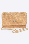 Faux Straw Flap Chain Shoulder Clutch