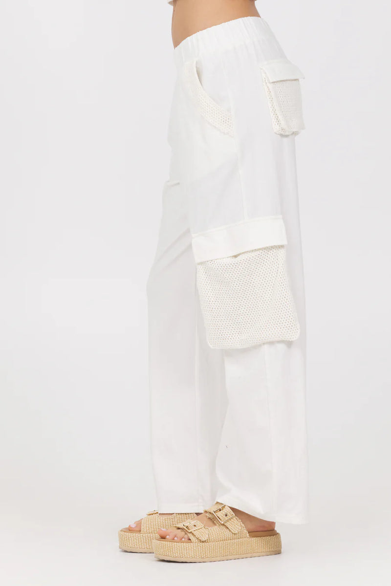 Vintage Havana Jersey Knit With Open Crochet Cargo Pants