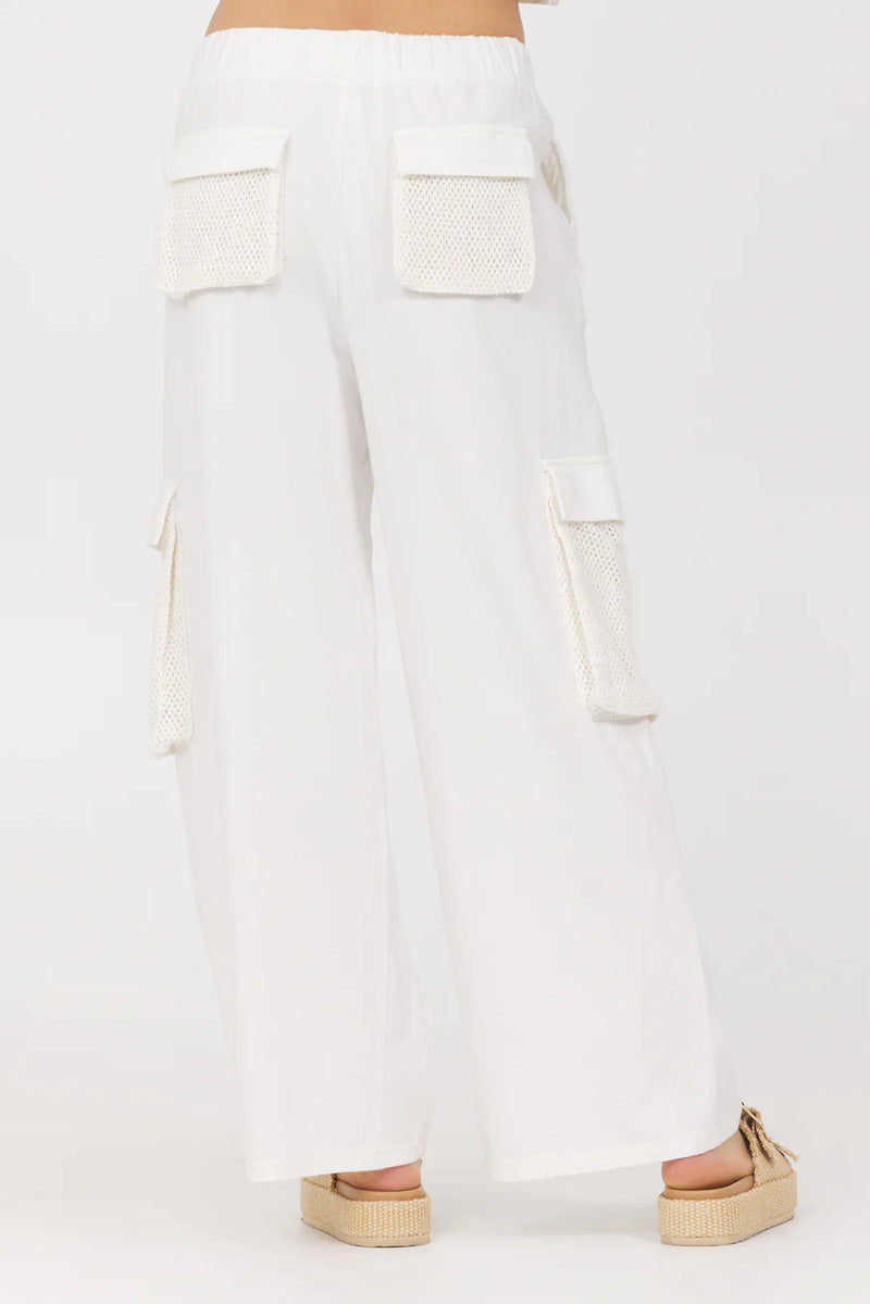 Vintage Havana Jersey Knit With Open Crochet Cargo Pants
