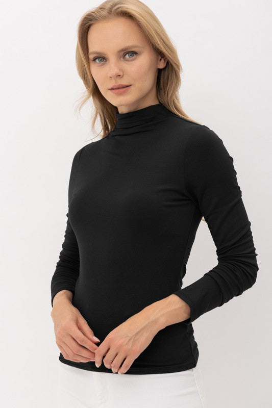 Double Layer Mock Neck Top