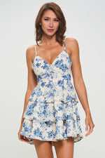 Floral Layered Tie Back Skater Dress