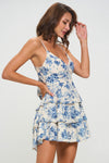 Floral Layered Tie Back Skater Dress