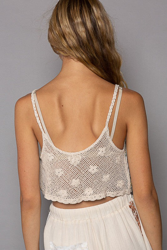 Crochet Floral Embroidered Crop Top