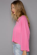 Oversize V-Neck Long Sleeve Outseam Solid Top
