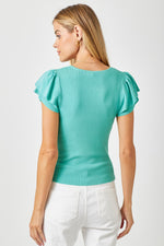 Ruffle Sleeve Sweater Top