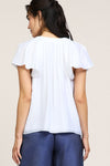 Split Neck Top w/ Pleated Neckline