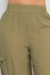 High Rise Elastic Cargo Pants