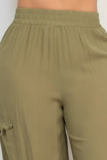 High Rise Elastic Cargo Pants
