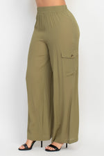 High Rise Elastic Cargo Pants