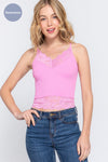 V-Neck w/ Lace Detail Rib Seamless Cami Top