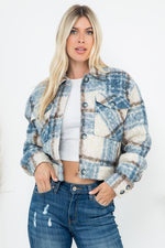 Plaid Print Fully Lined Curly Sherpa